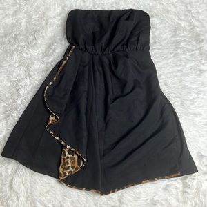 Express Black Dress - Cheetah Accents / Strapless